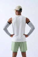 High-Stretch Panelled Training Tank in White - back modeled view