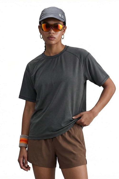 Reflective Perforated Performance T-Shirt in Gray - front modeled close-up