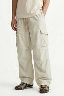 Waterproof Wide-Leg Utility Pants in Khaki - front modeled close-up