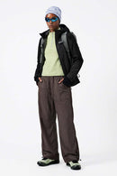 Waterproof Drawcord Cargo Pants in Brown - full-length front modeled view