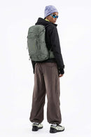 Waterproof Drawcord Cargo Pants in Brown - full-length back modeled view