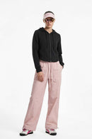 Waterproof Drawcord Cargo Pants in Pink - full-length front modeled view