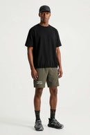 Adjustable-Hem Quick-Drying T-Shirt in Black - full-length front modeled view