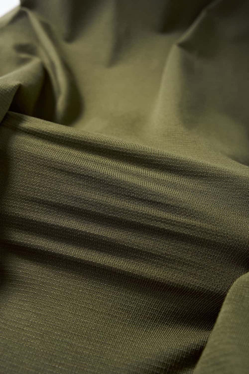 Adjustable-Hem Quick-Drying T-Shirt in Military Green - fabric texture close-up