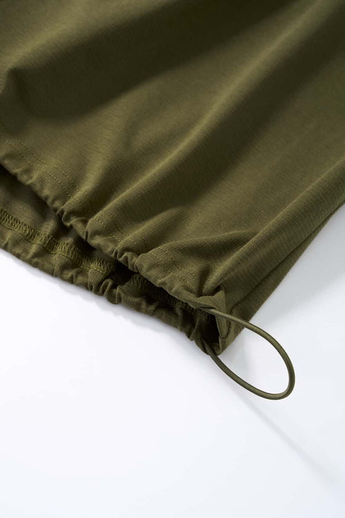 Adjustable-Hem Quick-Drying T-Shirt in Military Green - hem detail