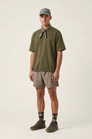 Adjustable-Hem Quick-Drying T-Shirt in Military Green - full-length front modeled view