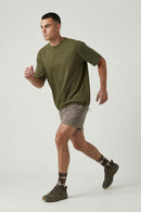 Adjustable-Hem Quick-Drying T-Shirt in Military Green - full-length front modeled view