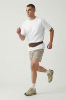 Adjustable-Hem Quick-Drying T-Shirt in White - full-length front modeled view