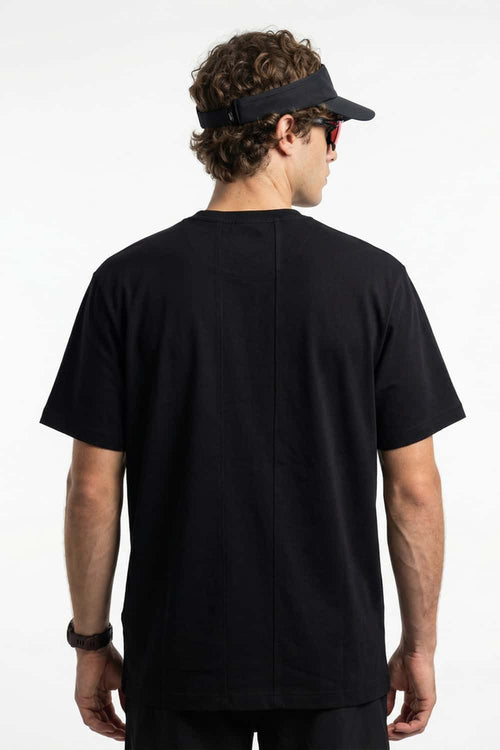 Cool-Touch Panelled T-Shirt in Black - back modeled close-up