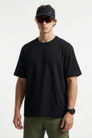 Cool-Touch Panelled T-Shirt in Black - front modeled close-up