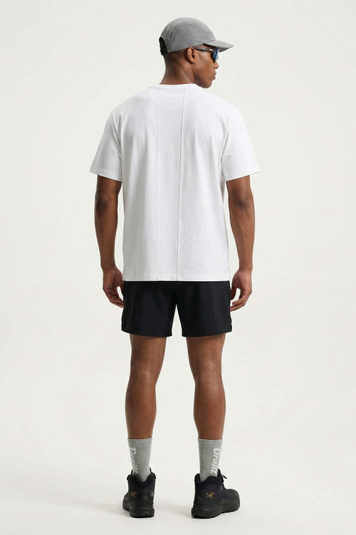 Cool-Touch Panelled T-Shirt in Off White - full-length back modeled view
