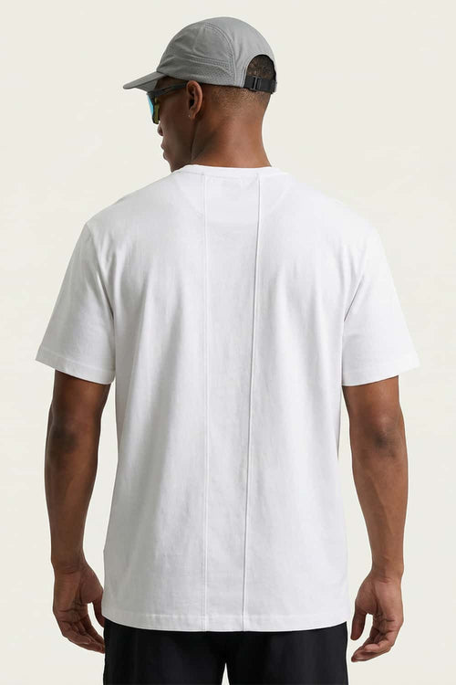 Cool-Touch Panelled T-Shirt in Off White - back modeled close-up