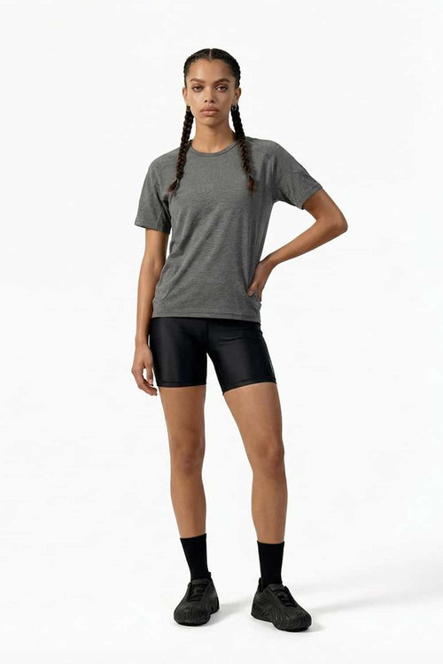 Reflective COOLMAX T-Shirt in Charcoal - full-length front modeled view