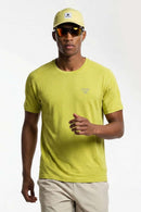Reflective COOLMAX T-Shirt in Green - full-length front modeled view