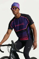 Breathable Panelled Graphic Sports T-Shirt in Black - full-length front modeled view