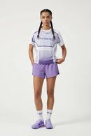 Breathable Panelled Graphic Sports T-Shirt in White - full-length front modeled view