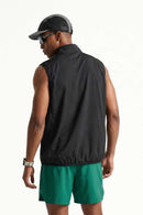 Breathable Four-Pocket Zip Vest in Black - back modeled view