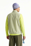 Breathable Four-Pocket Zip Vest in Green - rear three-quarter modeled view