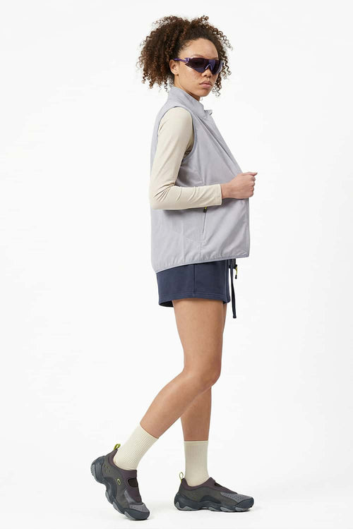 Breathable Four-Pocket Zip Vest in Purple - side modeled view