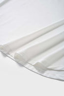 Skin-Friendly Curved-Hem Graphic T-Shirt in White - hem detail
