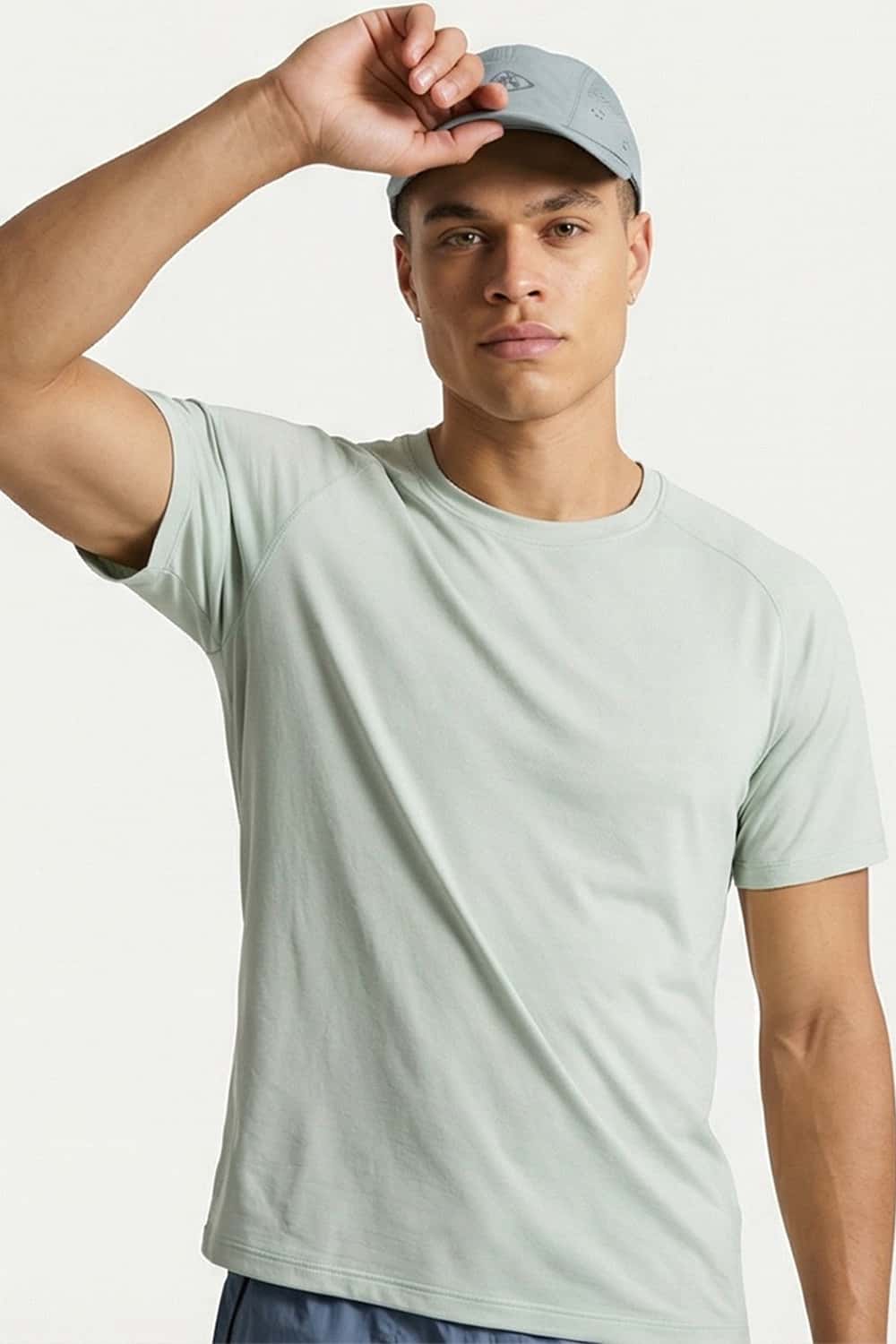 COOLMAX Cool-Touch T-Shirt in Light Green - front modeled close-up