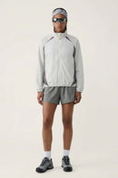 Sun-Protective Panelled Zip Jacket in Beige - full-length front modeled view