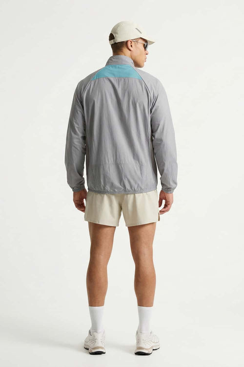 Sun-Protective Panelled Zip Jacket in Gray - full-length back modeled view