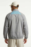 Sun-Protective Panelled Zip Jacket in Gray - back modeled close-up