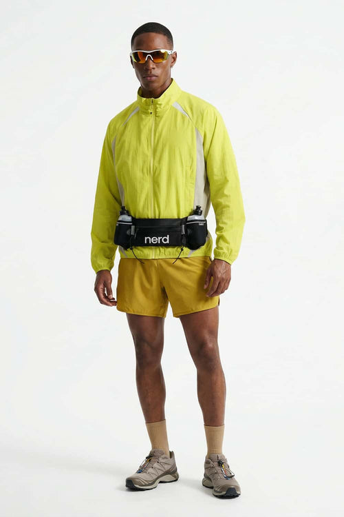 Sun-Protective Panelled Zip Jacket in Yellow - full-length front modeled view
