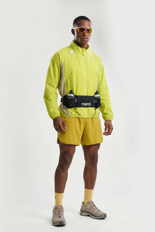 Sun-Protective Panelled Zip Jacket in Yellow - full-length front modeled view