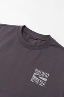 Relaxed Runner Graphic T-Shirt in Plum Purple - flat lay product detail