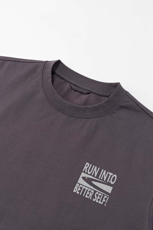 Relaxed Runner Graphic T-Shirt in Plum Purple - flat lay product detail