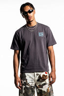 Relaxed Runner Graphic T-Shirt in Plum Purple - front modeled close-up