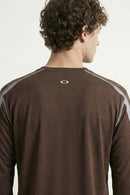 Panelled Long-Sleeve Top in Brown - back modeled view