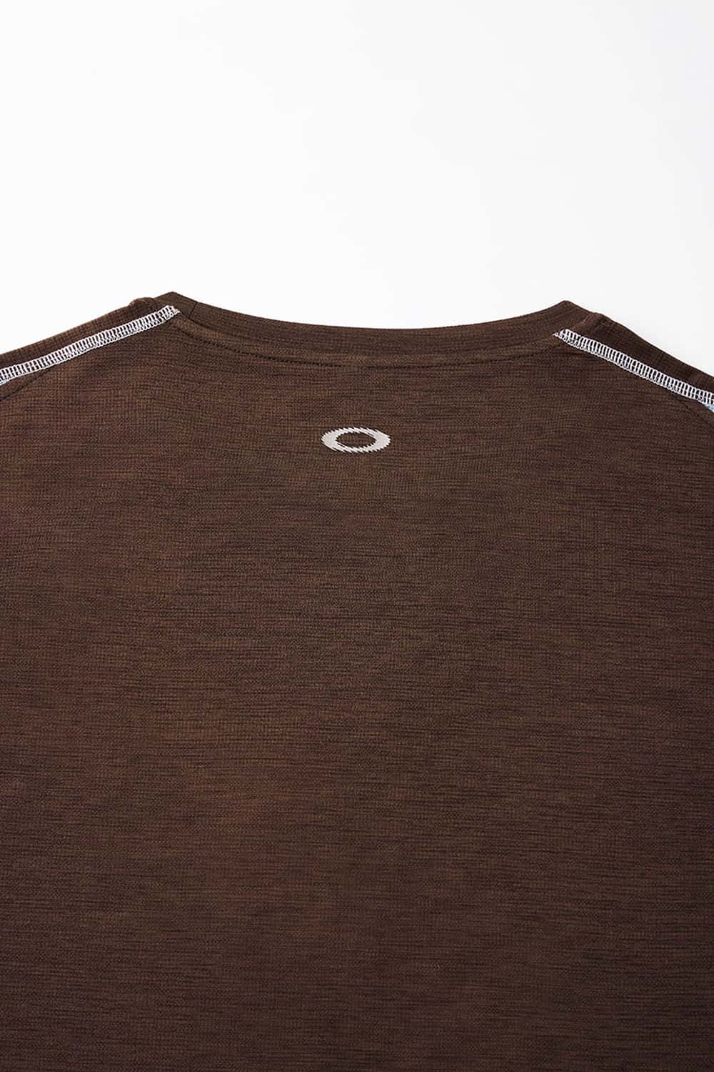 Panelled Long-Sleeve Top in Brown - back collar detail