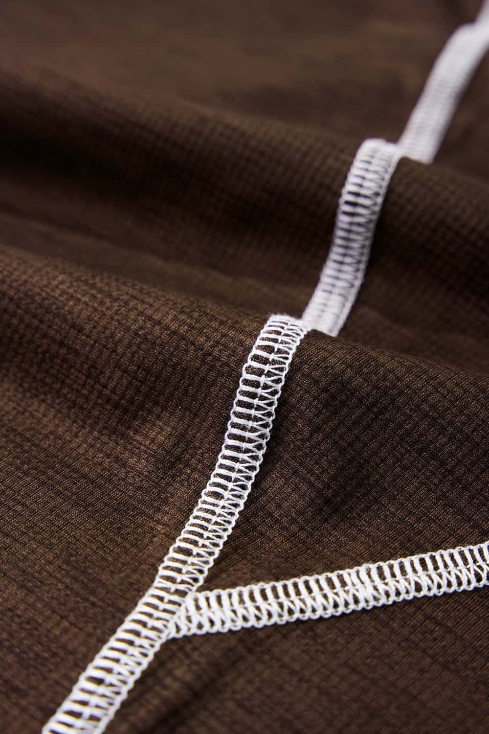 Panelled Long-Sleeve Top in Brown - seam and stitching detail