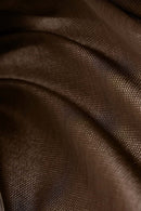 Panelled Long-Sleeve Top in Brown - fabric texture close-up
