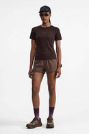 Women's Quick-Drying Fitted T-Shirt in Brown - full-length front modeled view