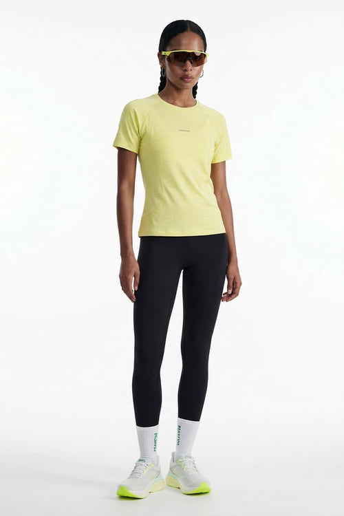 Women's Quick-Drying Fitted T-Shirt in Yellow - full-length front modeled view