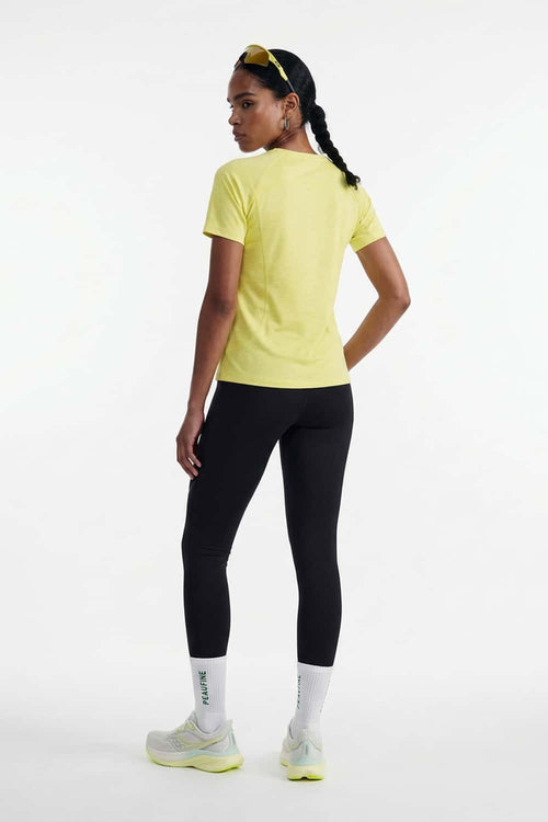 Women's Quick-Drying Fitted T-Shirt in Yellow - full-length back modeled view