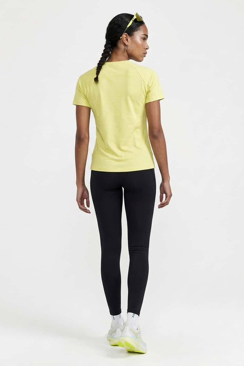 Women's Quick-Drying Fitted T-Shirt in Yellow - back modeled close-up