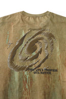Relaxed Mottled-Print Long-Sleeve Top in Sand Stone - back flat lay product view