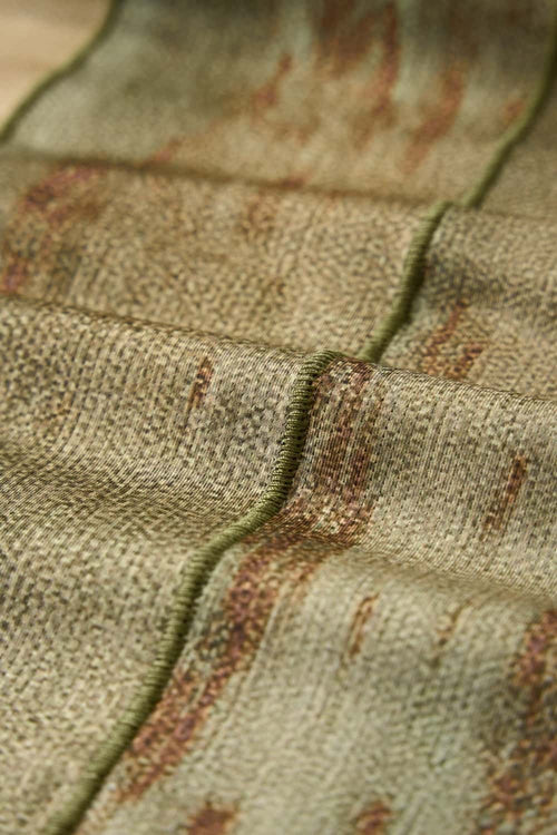 Relaxed Mottled-Print Long-Sleeve Top in Sand Stone - seam and stitching detail