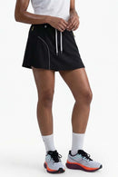 Quick-Dry Layered A-Line Skort in Black - front modeled view
