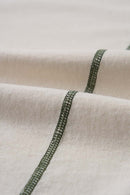 Exposed-Stitch Cotton Long-Sleeve Top in Apricot - decorative detail