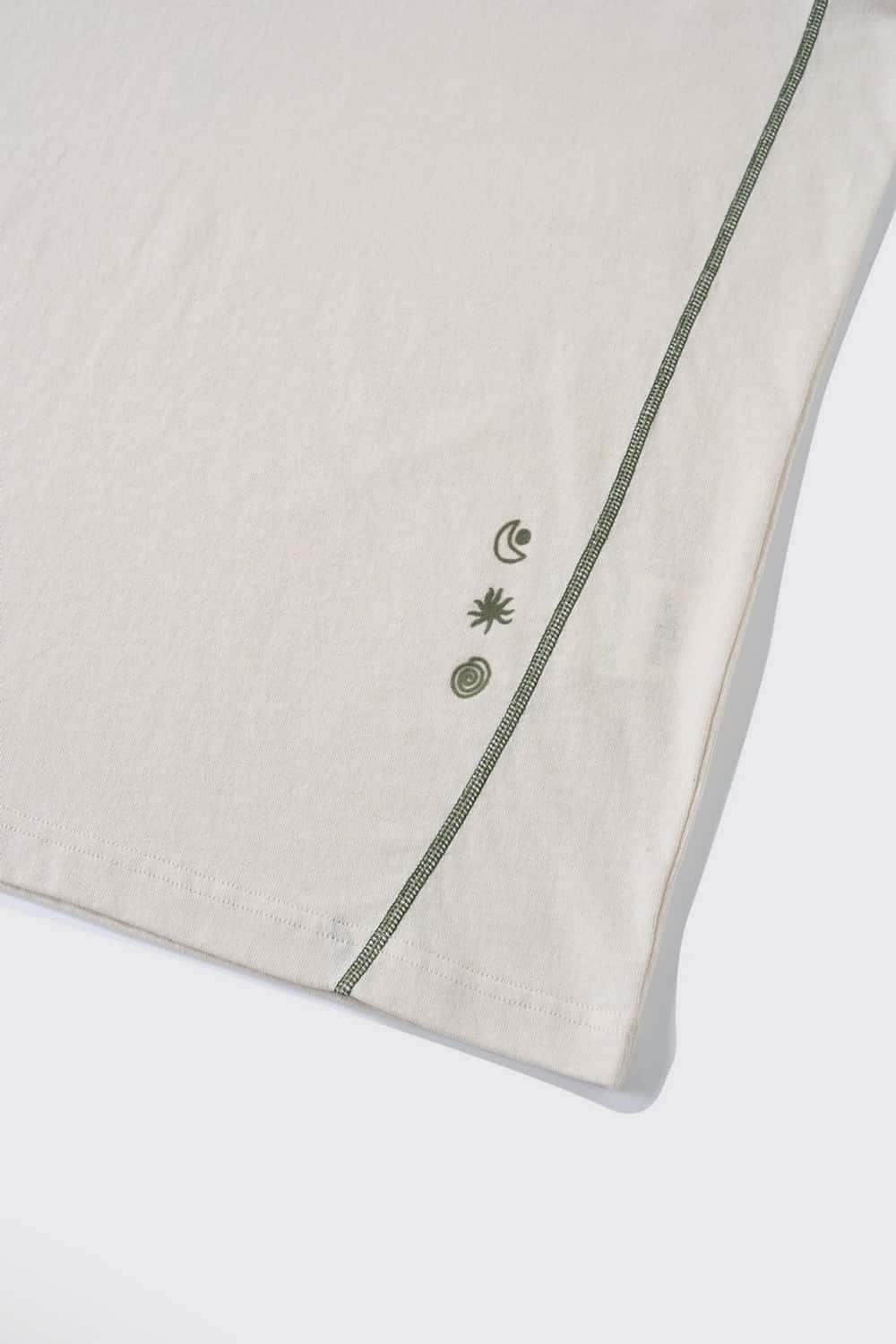 Exposed-Stitch Cotton Long-Sleeve Top in Apricot - hem detail