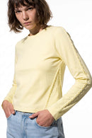 Women's High-Stretch Loop-Trim Fitted Top in Lemon Yellow - front modeled view
