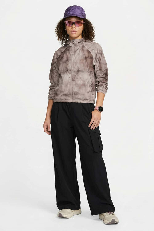 Adjustable-Hem Wide-Leg Cargo Pants in Black - full-length front modeled view