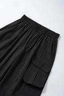Adjustable-Hem Wide-Leg Cargo Pants in Gray - side pocket detail