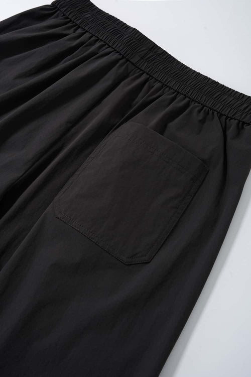 Adjustable-Hem Wide-Leg Cargo Pants in Gray - back pocket detail